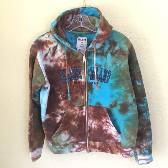 Paradise Island Zippered Hoodie Tie Dye Medium - Picture 1 of 7